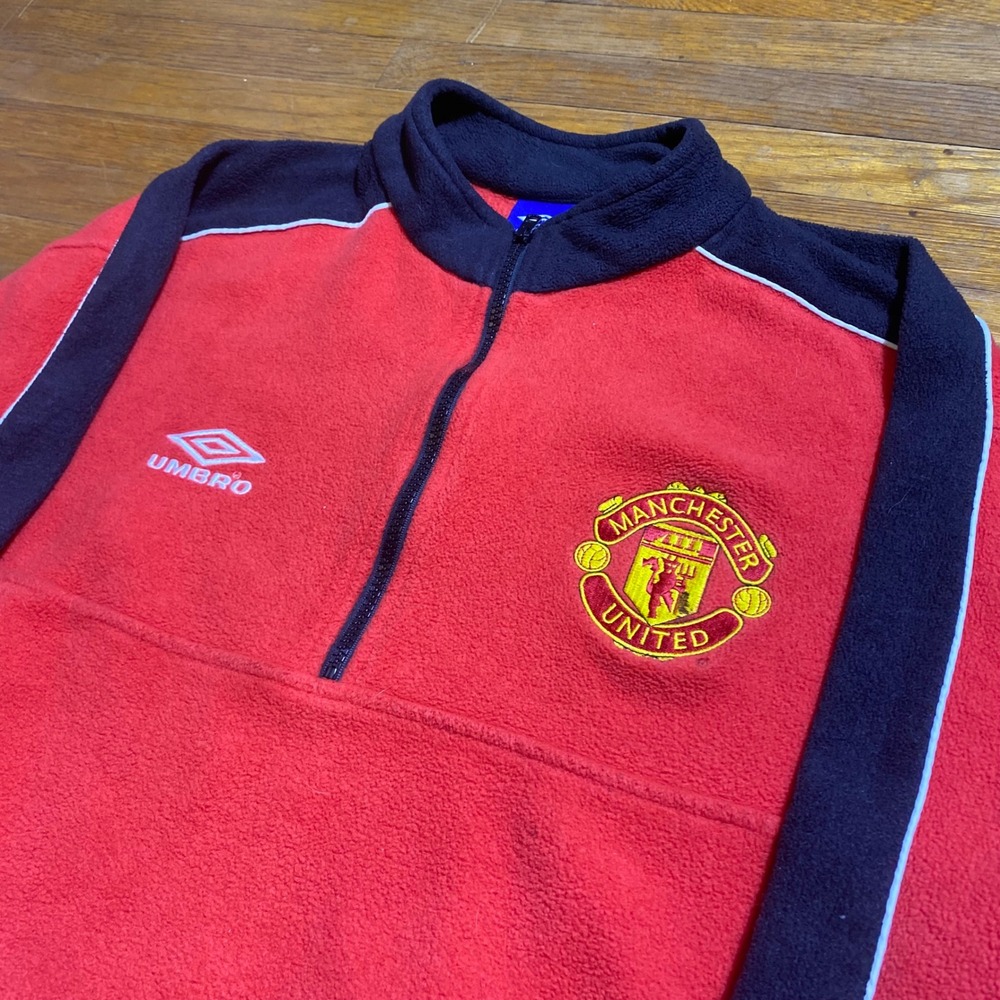 Umbro Manchester United Premier League Mens Fleece Quarter Zip Pullover Medium - Picture 2 of 8